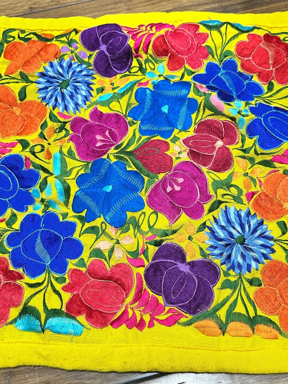 Sebastian Giron Guzman Yellow Floral Embroidered Luxury Elegant Pillow Case Zip